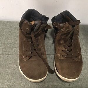 Geox Brown High-Top Sneakers with Soft Suede and White Soles